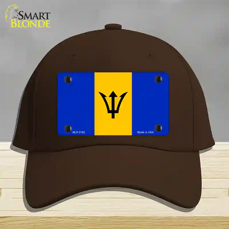 Barbados Flag Novelty License Plate Hat Cotton / Dark Brown