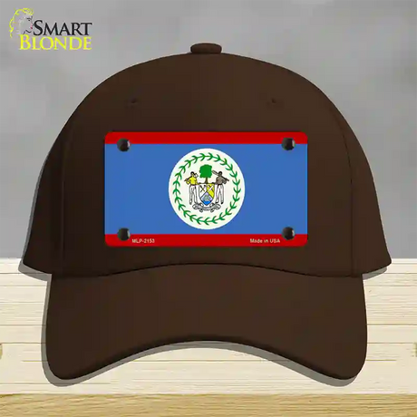 Belize Flag Novelty License Plate Hat Cotton / Dark Brown