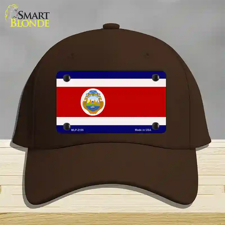 Costa Rica Flag Novelty License Plate Hat Cotton / Dark Brown