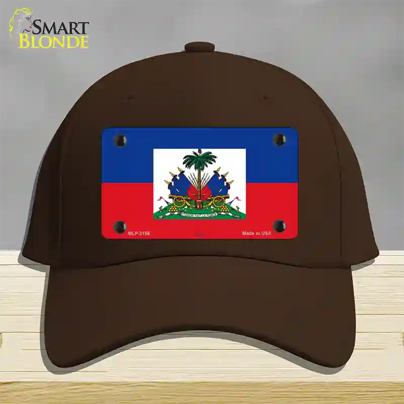 Haiti Flag Novelty License Plate Hat Cotton / Dark Brown