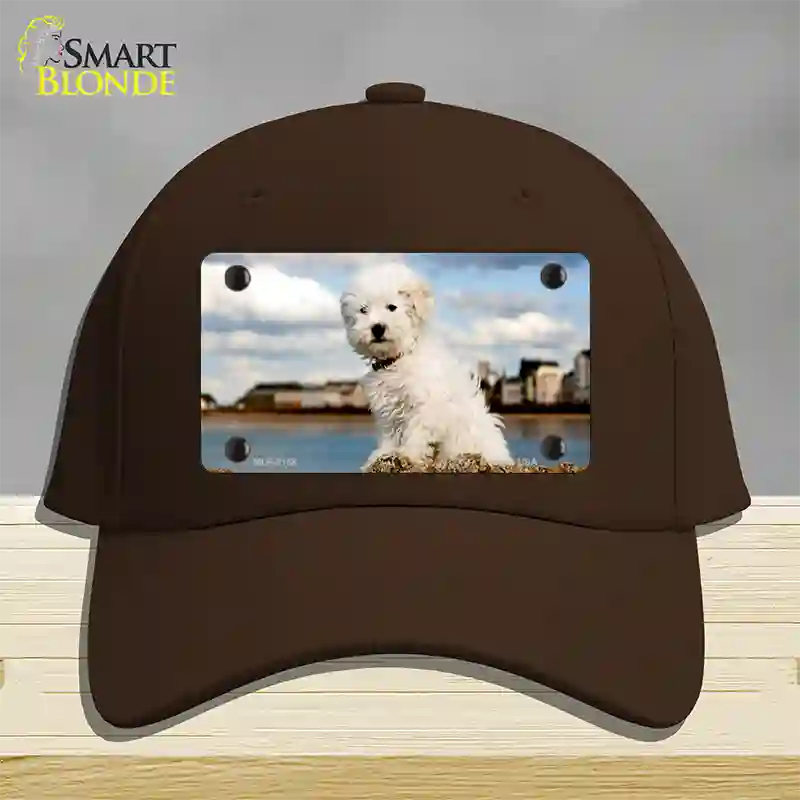 Bichon Frise Dog Novelty License Plate Hat Cotton / Dark Brown