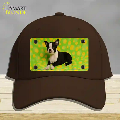 Boston Terrier Dog Novelty License Plate Hat Cotton / Dark Brown