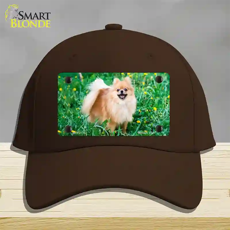 Pomeranian Dog Novelty License Plate Hat Cotton / Dark Brown