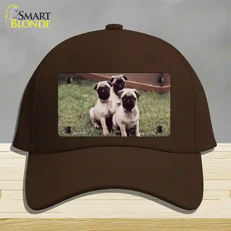 Pug Dog Novelty License Plate Hat Cotton / Dark Brown