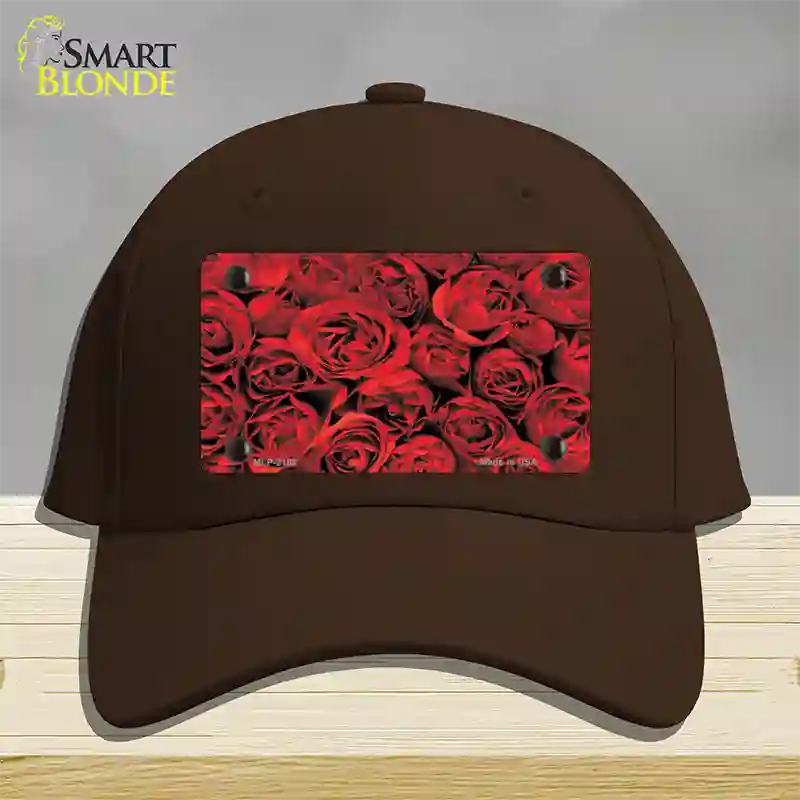 Red Roses Novelty License Plate Hat Cotton / Dark Brown