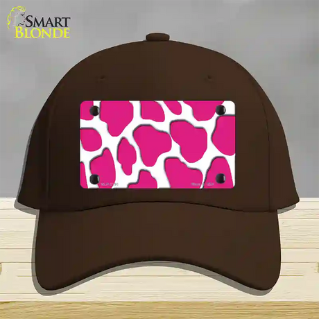 Pink White Giraffe Novelty License Plate Hat Cotton / Dark Brown