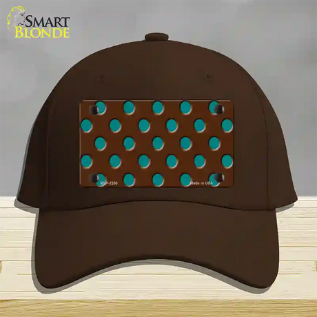 Teal Polka Dots Brown Novelty License Plate Hat Cotton / Dark Brown