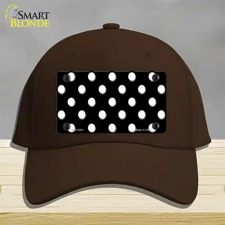 White Polka Dots Black Novelty License Plate Hat Cotton / Dark Brown