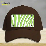 Lime Green White Zebra Novelty License Plate Hat Cotton / Dark Brown