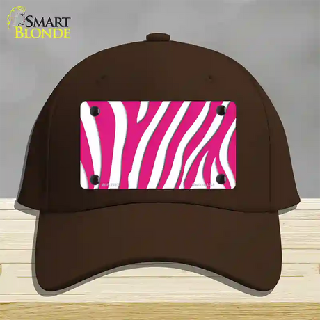 Hot Pink White Zebra Novelty License Plate Hat Cotton / Dark Brown