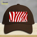 Red White Zebra Novelty License Plate Hat Cotton / Dark Brown