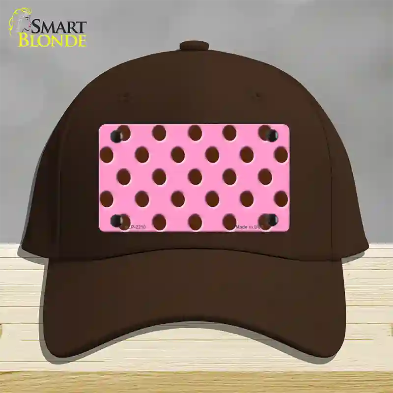 Chocolate Brown Polka Dots Pink Novelty License Plate Hat Cotton / Dark Brown