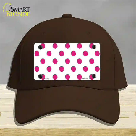 Hot Pink Polka Dots White Novelty License Plate Hat Cotton / Dark Brown