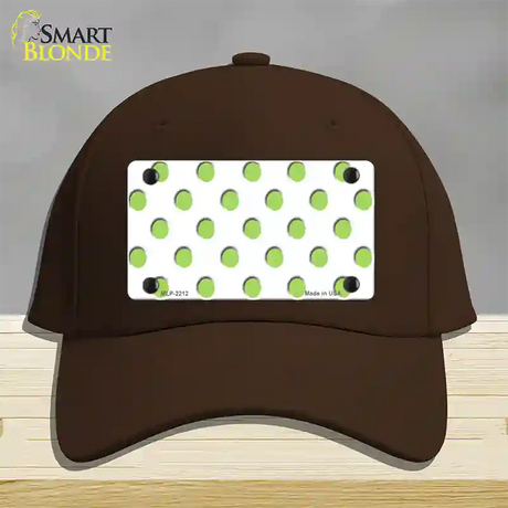 Lime Green Polka Dots White Novelty License Plate Hat Cotton / Dark Brown