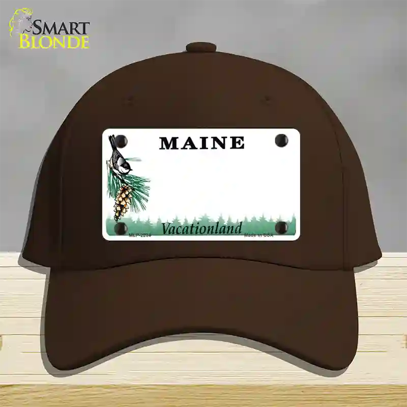 Maine State Blank Novelty License Plate Hat Cotton / Dark Brown