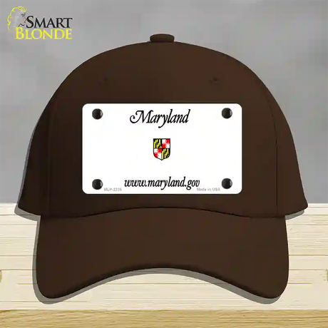 Maryland Gov State Blank Novelty License Plate Hat Cotton / Dark Brown