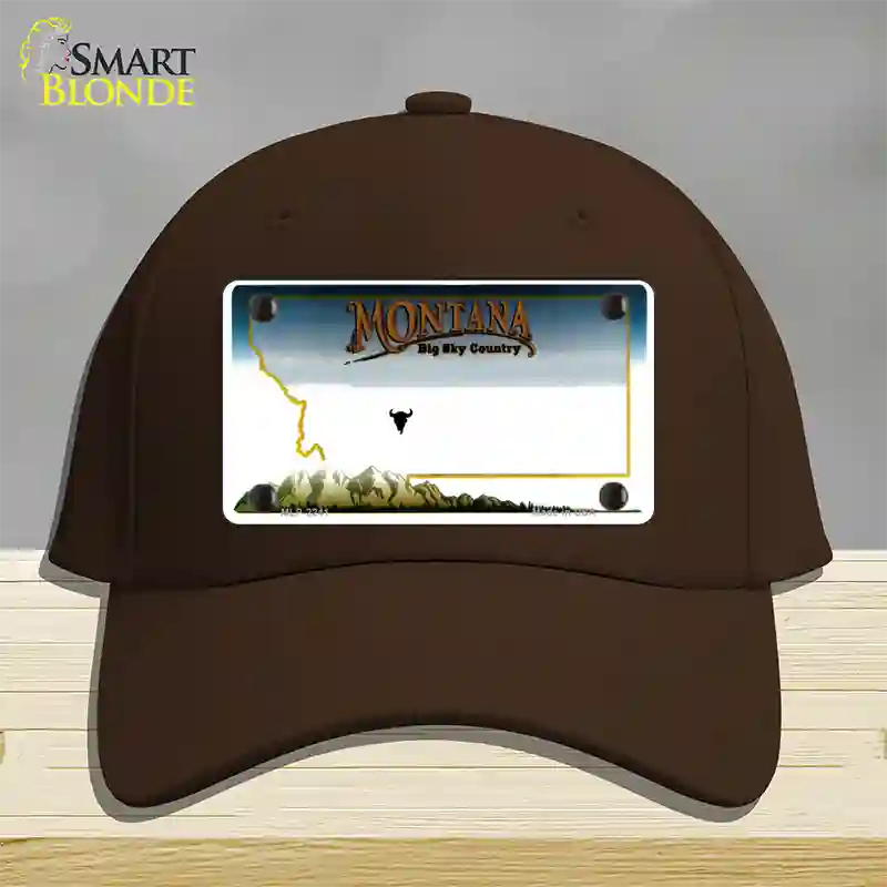 Montana State Blank Novelty License Plate Hat Cotton / Dark Brown