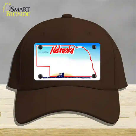 Nebraska State Blank Novelty License Plate Hat Cotton / Dark Brown