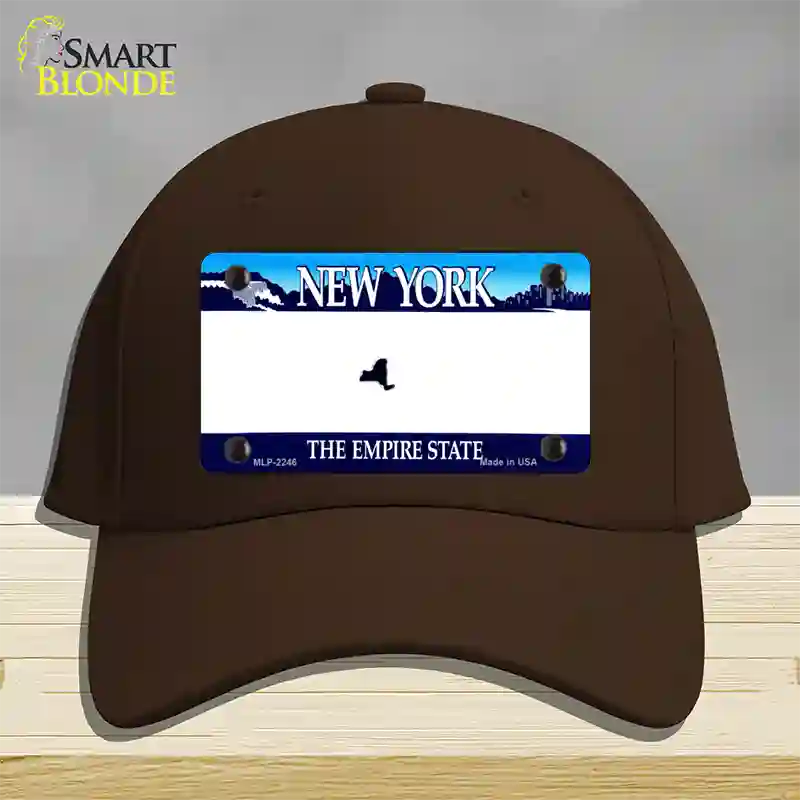 New York State State Blank Novelty License Plate Hat Cotton / Dark Brown