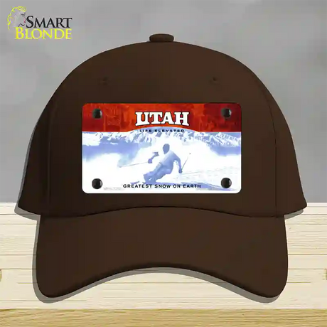 Utah State Blank Novelty License Plate Hat Cotton / Dark Brown