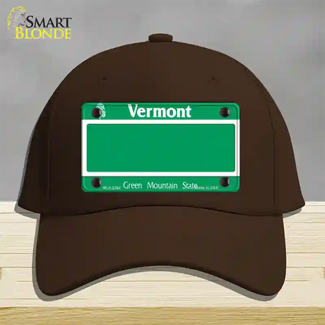 Vermont State Blank Novelty License Plate Hat Cotton / Dark Brown