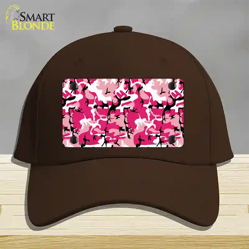 Pink Camouflage Novelty License Plate Hat Cotton / Dark Brown