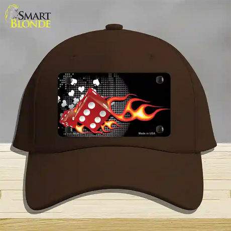 Fire Dice Flame Novelty License Plate Hat Cotton / Dark Brown