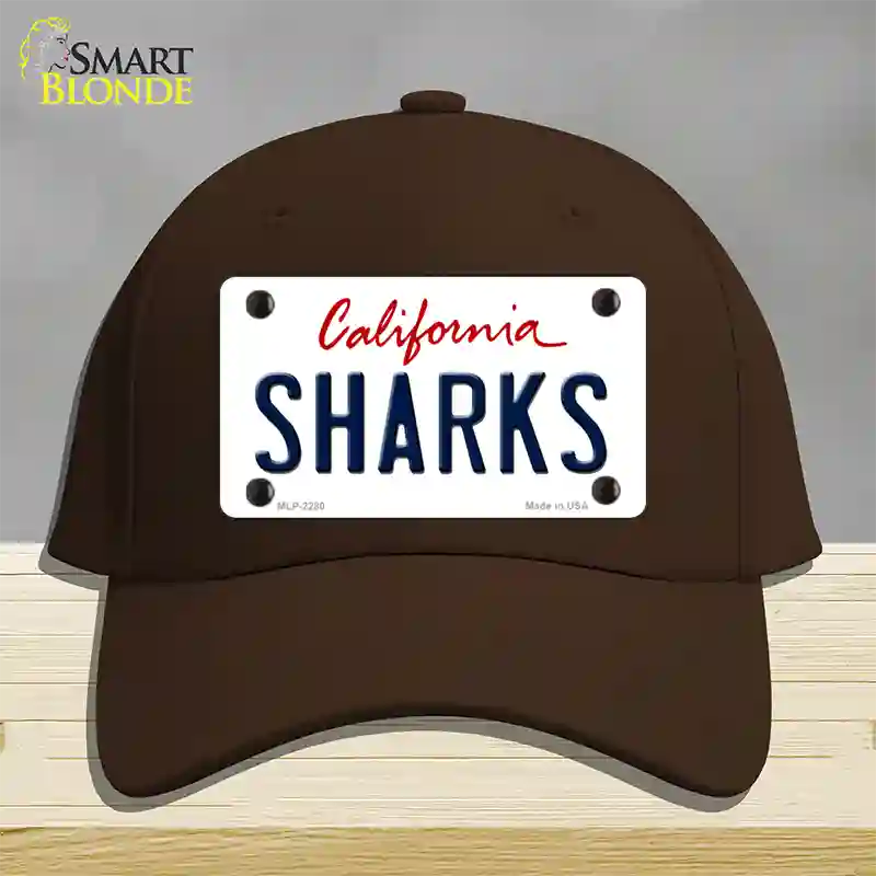 Sharks California State Novelty License Plate Hat Cotton / Dark Brown