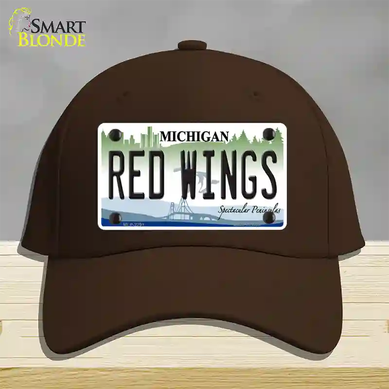 Redwings Michigan State Novelty License Plate Hat Cotton / Dark Brown