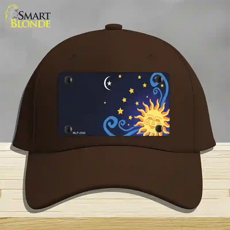 Celestial Sun Offset Novelty License Plate Hat Cotton / Dark Brown