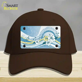 Blue Hawaii Hibiscus Novelty License Plate Hat Cotton / Dark Brown