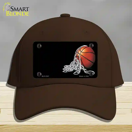 Basketball With Net Offset Novelty License Plate Hat Cotton / Dark Brown