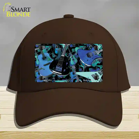 Guitars Blue Novelty License Plate Hat Cotton / Dark Brown