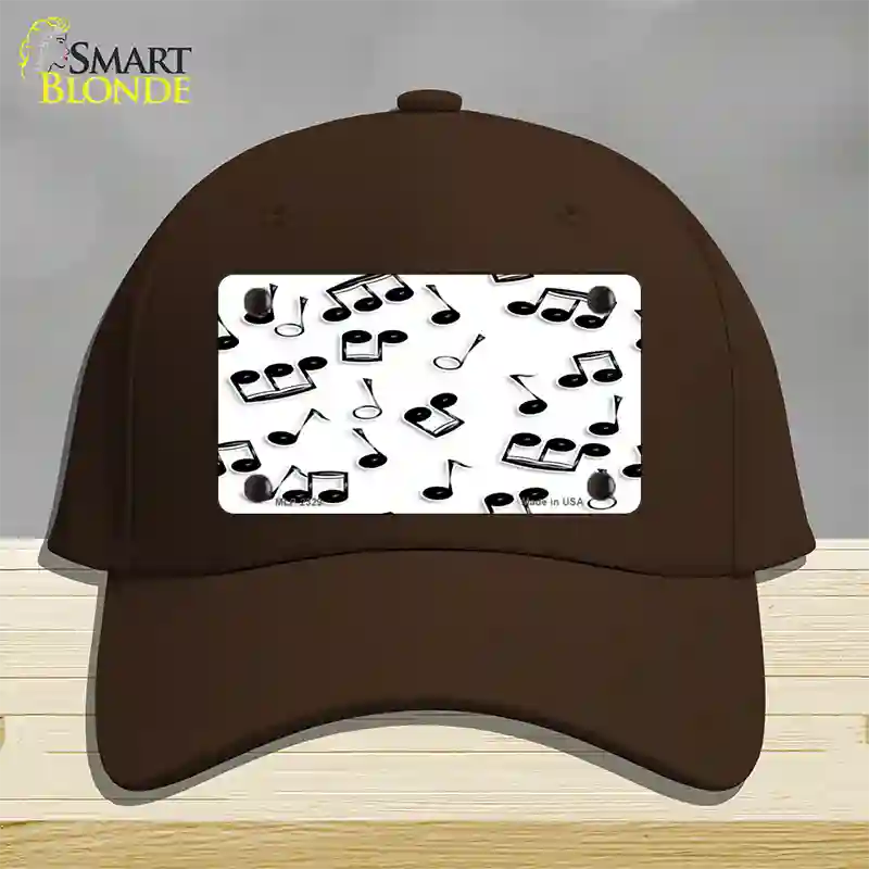 Musical Notes Black White Novelty License Plate Hat Cotton / Dark Brown