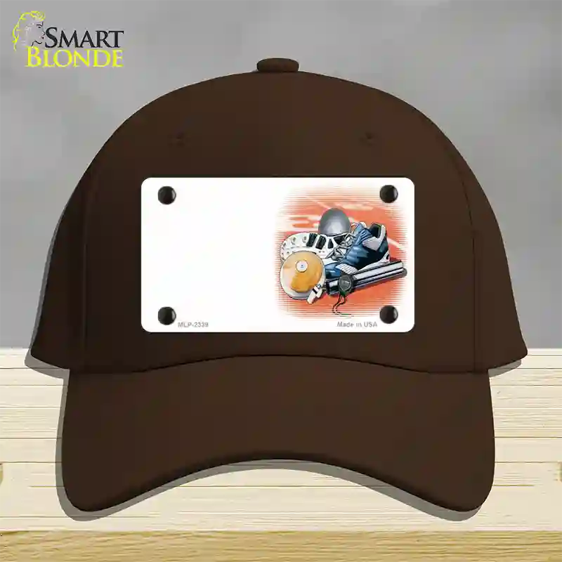 Track And Field Offset Novelty License Plate Hat Cotton / Dark Brown