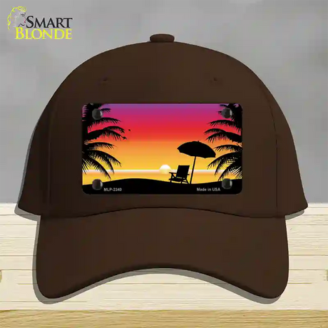 Sunset Beach Novelty License Plate Hat Cotton / Dark Brown