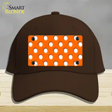 White Polka Dots Orange Novelty License Plate Hat Cotton / Dark Brown