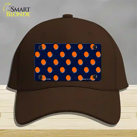 Orange Polka Dots Navy Blue Novelty License Plate Hat Cotton / Dark Brown