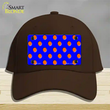 Orange Polka Dots Royal Blue Novelty License Plate Hat Cotton / Dark Brown