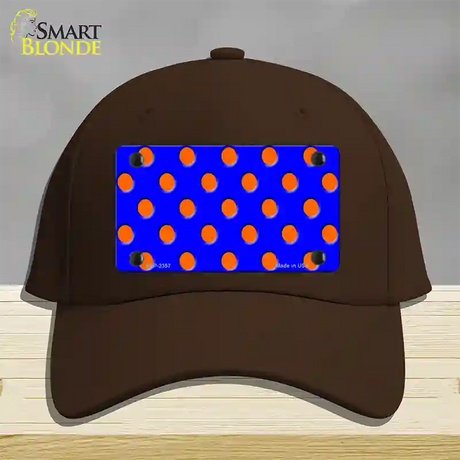 Orange Polka Dots Royal Blue Novelty License Plate Hat Cotton / Dark Brown