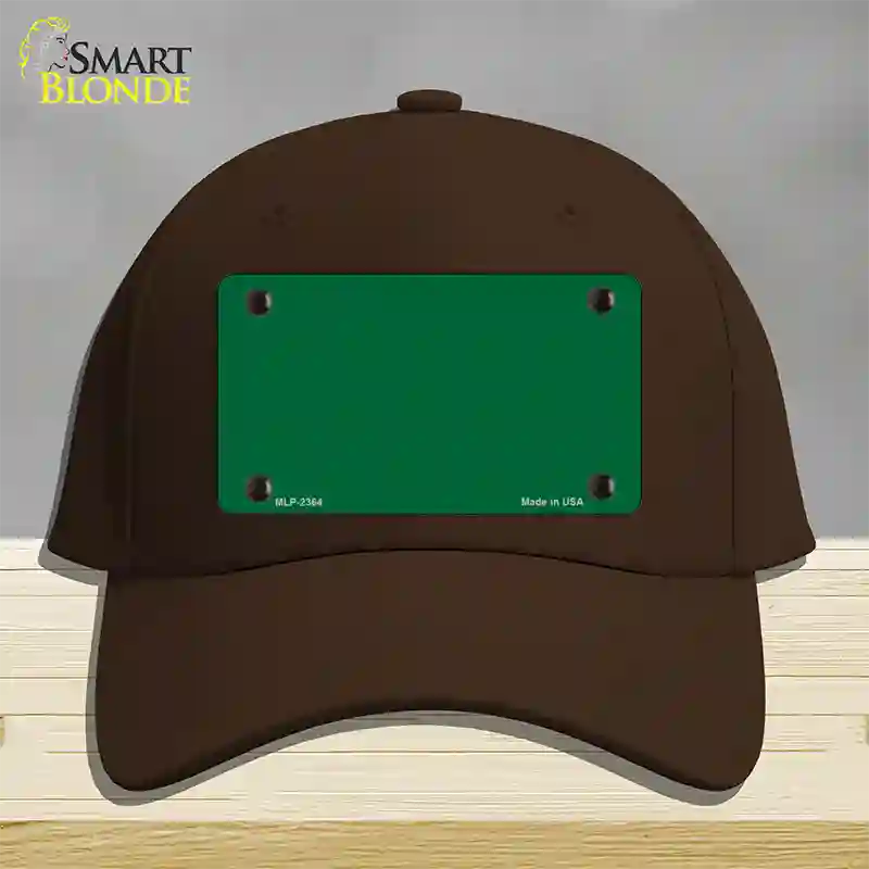 Green Solid Novelty License Plate Hat Cotton / Dark Brown