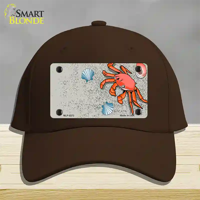 Crab And Seashells Novelty License Plate Hat Cotton / Dark Brown