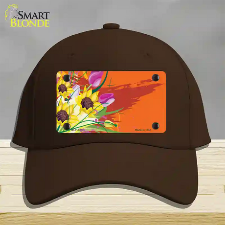 Floral Bouquet Offset Novelty License Plate Hat Cotton / Dark Brown