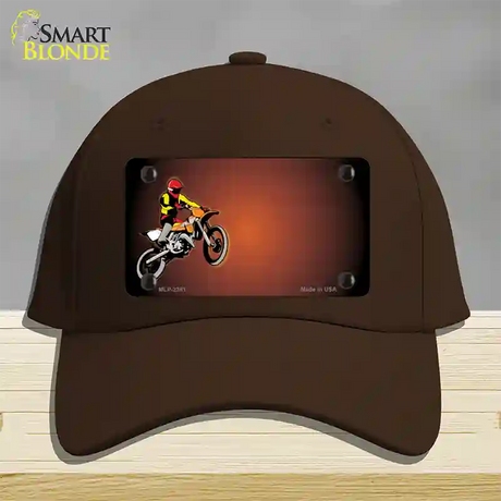 Dirt Bike Rider Offset Novelty License Plate Hat Cotton / Dark Brown