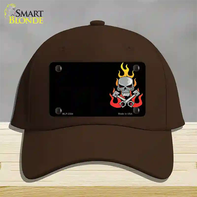 Gear Head Skull Offset Novelty License Plate Hat Cotton / Dark Brown