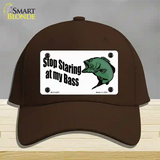 Stop Staring At My Bass Novelty License Plate Hat Cotton / Dark Brown