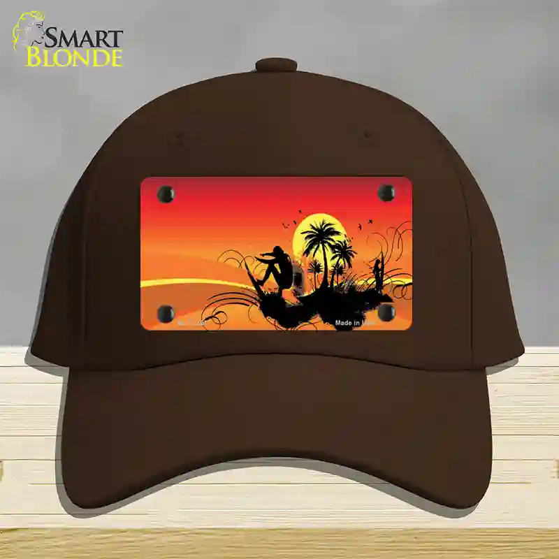 Sunset Surfer Novelty License Plate Hat Cotton / Dark Brown