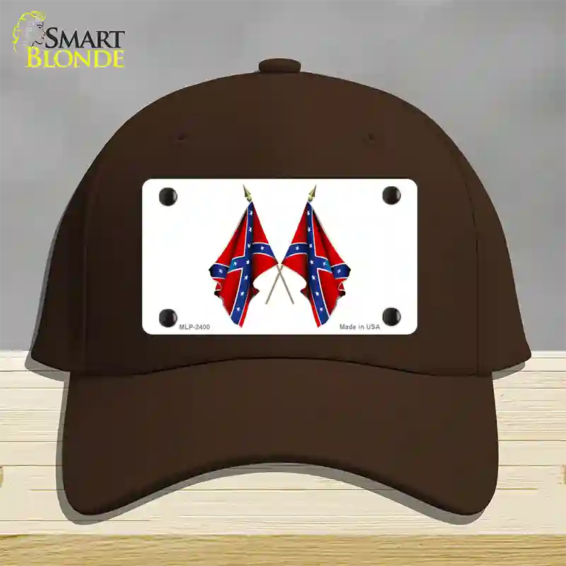 Confederate Crossed Flags Novelty License Plate Hat Cotton / Dark Brown