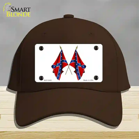 Confederate Crossed Flags Novelty License Plate Hat Cotton / Dark Brown