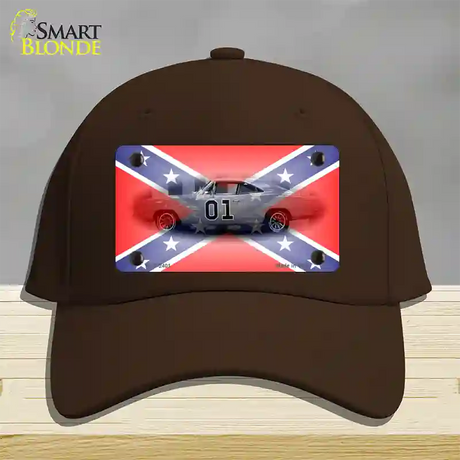 Confederate Flag Charger Novelty License Plate Hat Cotton / Dark Brown